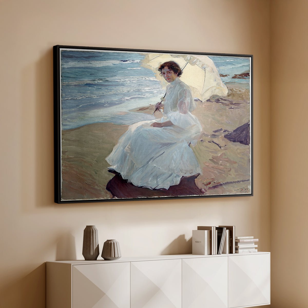 Clotilde on the Beach, 1904 - Floater Framed Canvas Print