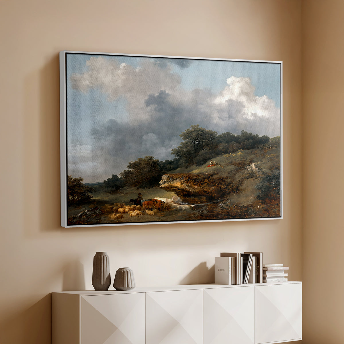 The Watering Place, c. 1765 - Floater Framed Canvas Print