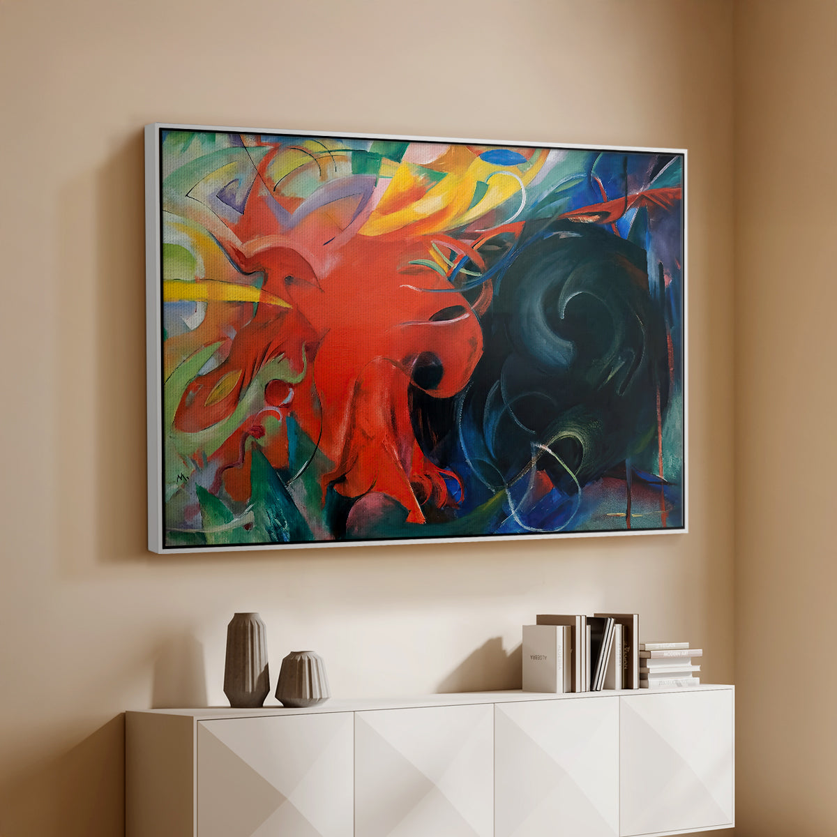 Fighting Forms, 1914 - Floater Framed Canvas Print
