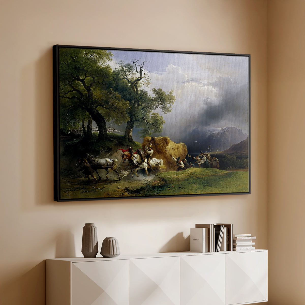The Harvest Wagon (Der Heuwagen), c. 1850 - Floater Framed Canvas Print