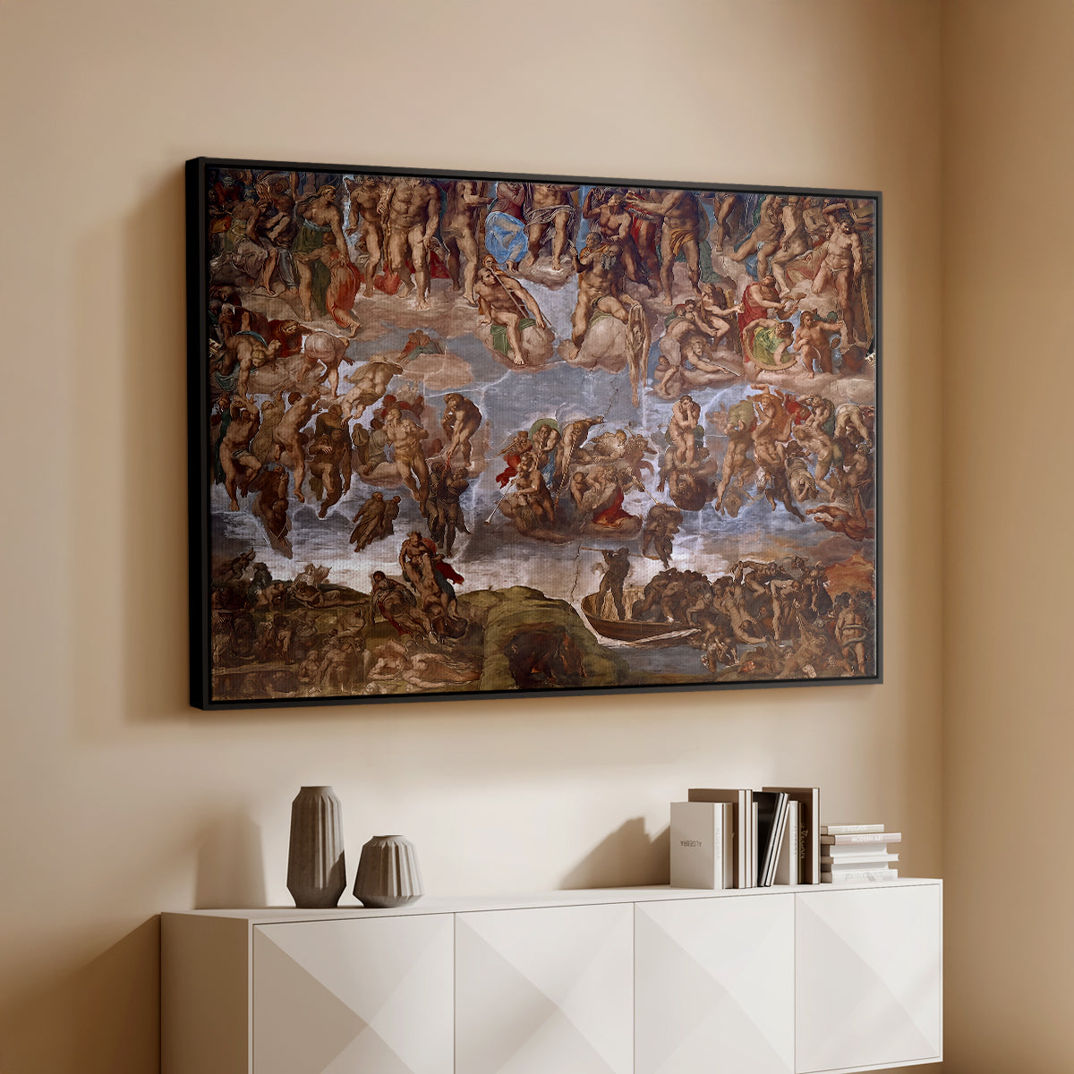 The Last Judgment (Charon's Boat and the Damned), 1536-1541 - Floater Framed Canvas Print