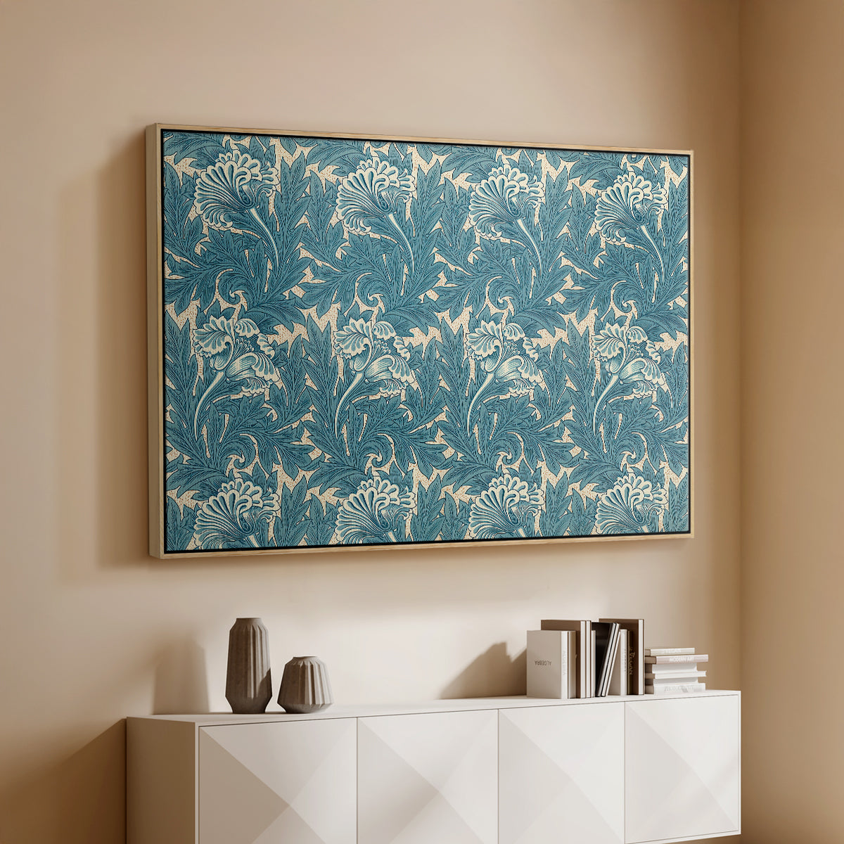 Tulip (Teal), 1875 - Floater Framed Canvas Print