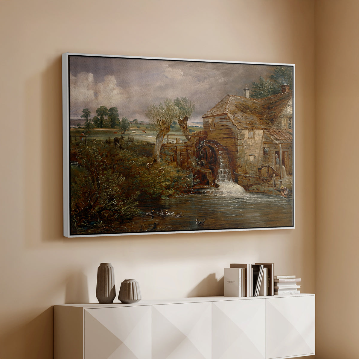 Parham Mill, Gillingham, 1826 - Floater Framed Canvas Print