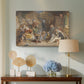 Canvas art print featuring an expressive interior composition with multiple figures, displayed above a styled console table