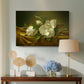 Canvas art print featuring a botanical composition with texture, displayed above a styled console table