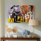 Canvas art print featuring an expressive figures built from planes, displayed above a styled console table