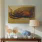 Canvas art print featuring a dynamic composition showing figure entangled with snake, displayed above a styled console table