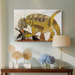 Canvas art print featuring an expressive composition with exaggerated feline form, displayed above a styled console table