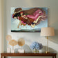 Canvas art print featuring a dreamlike scene with draped figures drifting across dark background, displayed above a styled console table