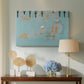 Canvas art print featuring a vibrant interior with figures and decorative elements, displayed above a styled console table