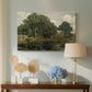 Canvas art print featuring a natural environment with trees and subtle depth, displayed above a styled console table