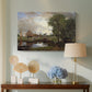 Canvas art print featuring a landscape combining architecture and nature, displayed above a styled console table