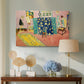 Canvas art print featuring an expressive interior of a bright pink workspace, displayed above a styled console table