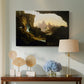 Canvas art print featuring a dramatic biblical scene of water retreating across terrain, displayed above a styled console table