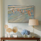 Canvas art print featuring an impressionist composition capturing motion and sunlight, displayed above a styled console table