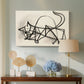 Canvas art print featuring an abstract sketch of feline, displayed above a styled console table