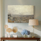 Canvas art print featuring a panoramic view of town with buildings extending into distance, displayed above a styled console table