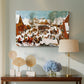 Canvas art print featuring a crowded scene with intense interaction and movement, displayed above a styled console table