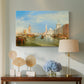 Canvas art print featuring an atmospheric scene with reflections, displayed above a styled console table