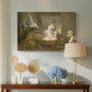 Canvas art print featuring an expressive caregiving moment indoors, displayed above a styled console table