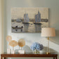 Canvas art print featuring a maritime composition focusing on vessels and horizon, displayed above a styled console table