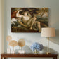 Canvas art print featuring a mythological composition with intertwined bodies and drapery, displayed above a styled console table