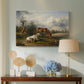 Canvas art print featuring a realistic livestock in rural setting, displayed above a styled console table