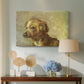 Canvas art print featuring an intimate animal study with soft lighting, displayed above a styled console table