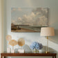 Canvas art print featuring a seaside composition with jetty, displayed above a styled console table