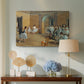 Canvas art print featuring an impressionist depiction of ballet foyer with multiple figures, displayed above a styled console table