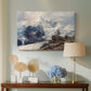 Canvas art print featuring a realistic landscape of high mountain under open sky, displayed above a styled console table