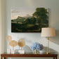Canvas art print featuring a balanced landscape combining nature and human settlement, displayed above a styled console table