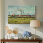 Canvas art print featuring an expressive depiction of industry within landscape, displayed above a styled console table