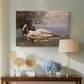 Canvas art print featuring a soft landscape with figure and sea in background, displayed above a styled console table