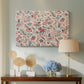 Canvas art print featuring a patterned composition with dense ornamental elements, displayed above a styled console table