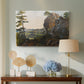 Canvas art print featuring an alpine terrain with vegetation, displayed above a styled console table