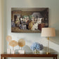 Canvas art print featuring a group composition centered on childbirth setting, displayed above a styled console table
