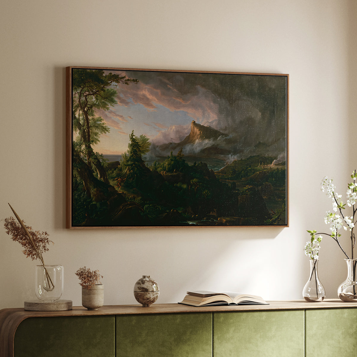The Course of Empire: The Savage State, 1834 - Floater Framed Canvas Print