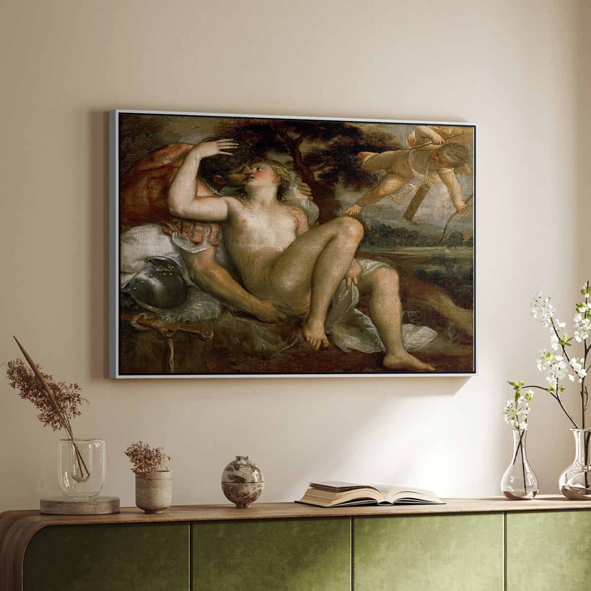 Mars, Venus and Cupid, c. 1530 - Floater Framed Canvas Print