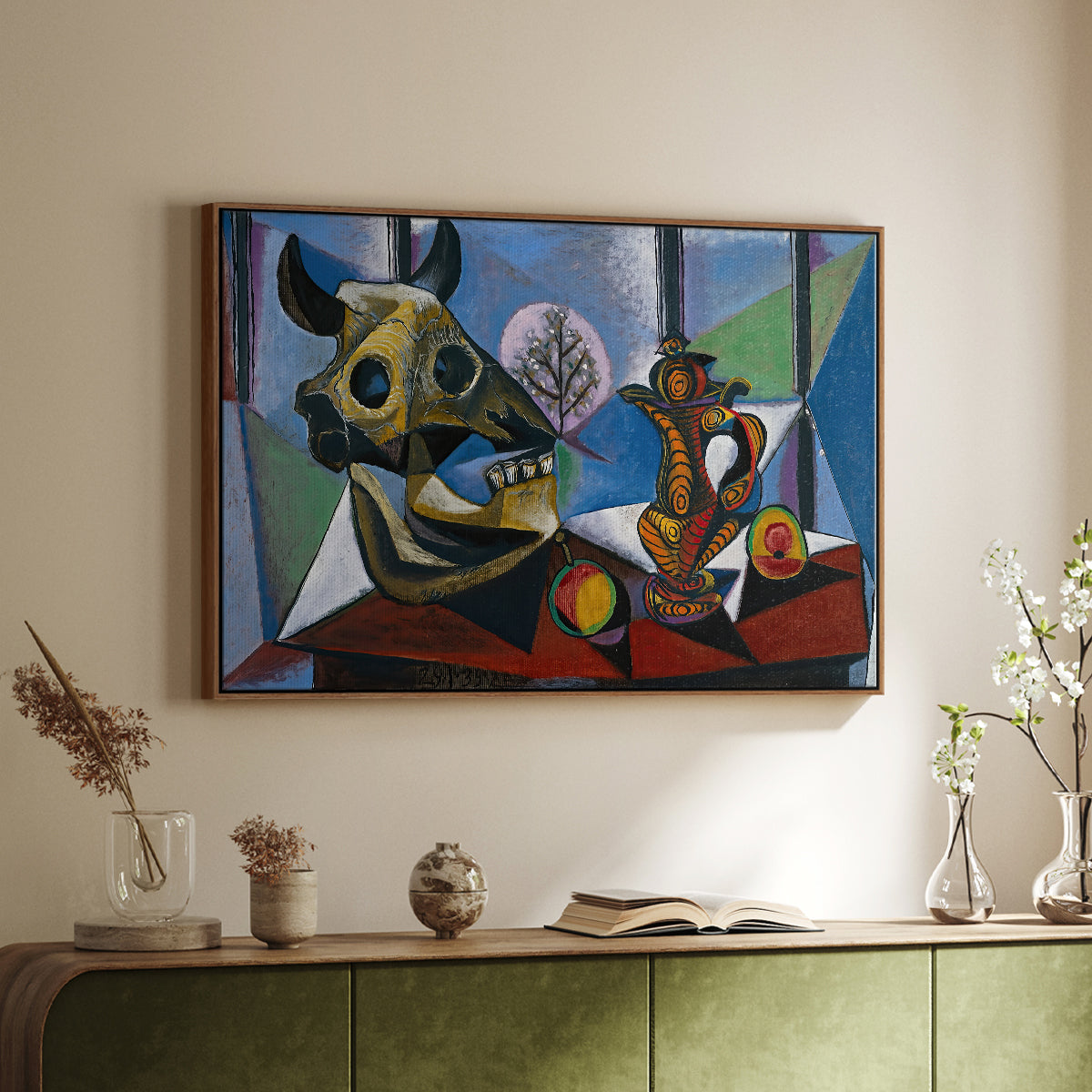 Still Life with Bull's Skull, 1939 - Floater Framed Canvas Print