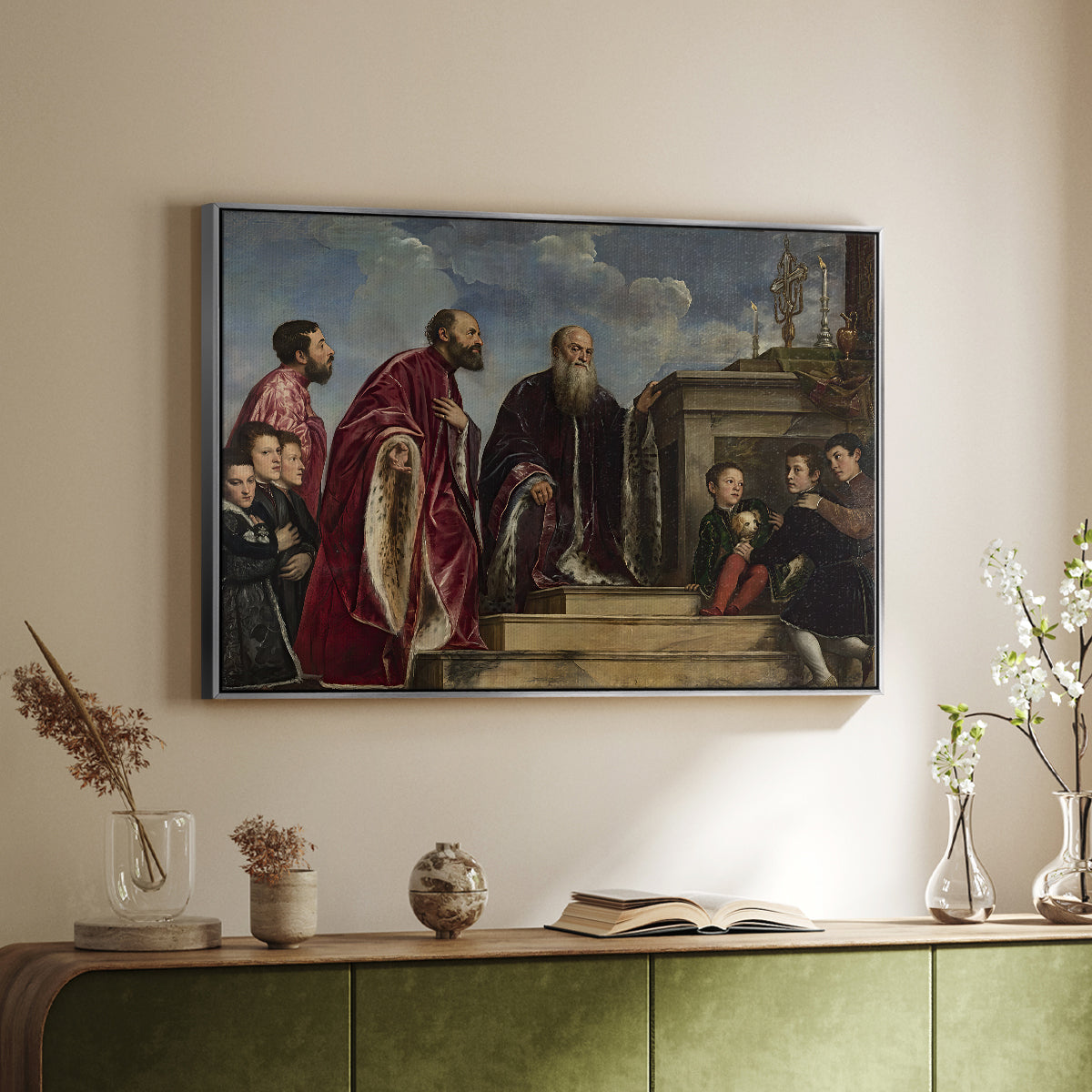 The Vendramin Family Venerating a Relic of the True Cross, c. 1540-1545 - Floater Framed Canvas Print