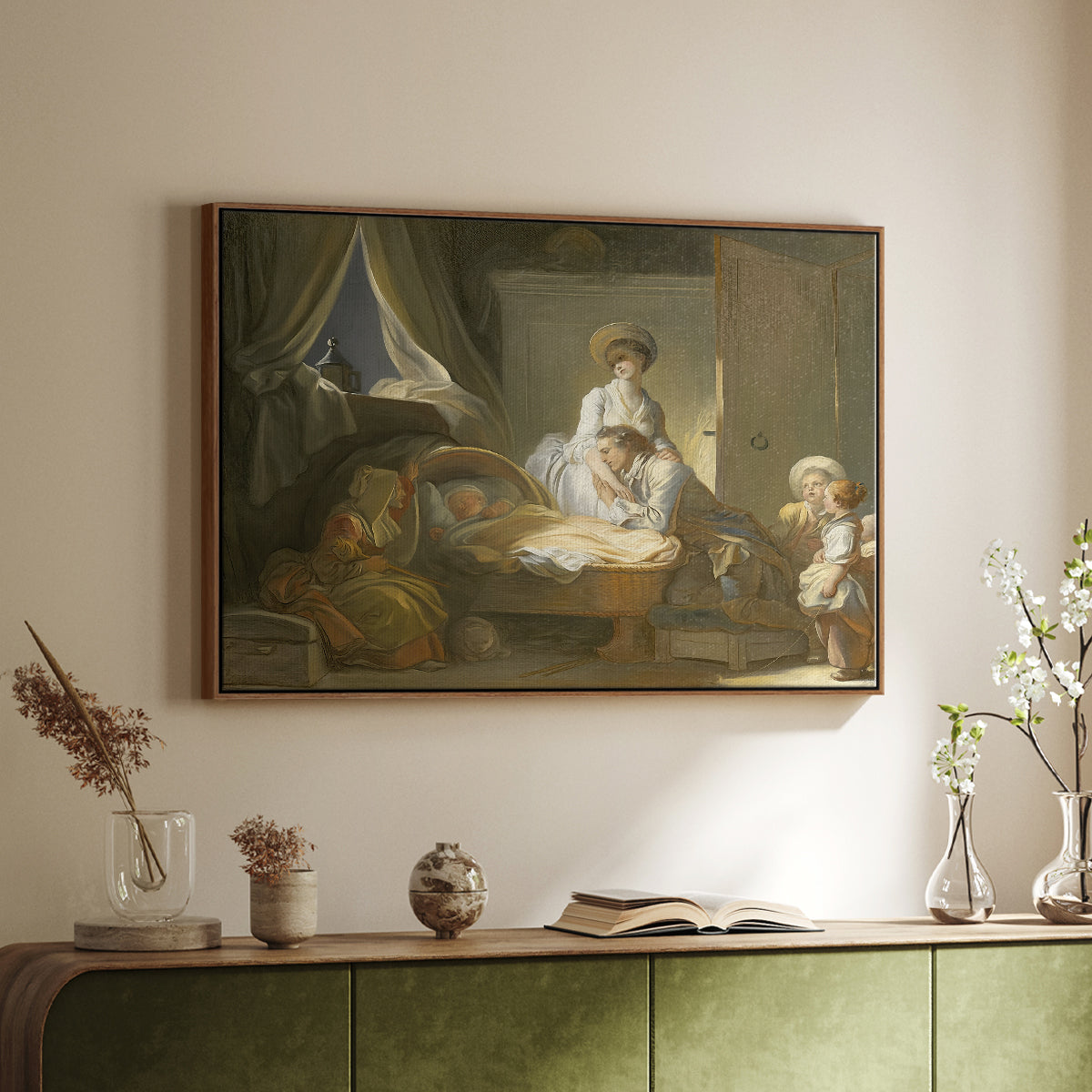 The Visit to the Nursery, c. 1775 - Floater Framed Canvas Print