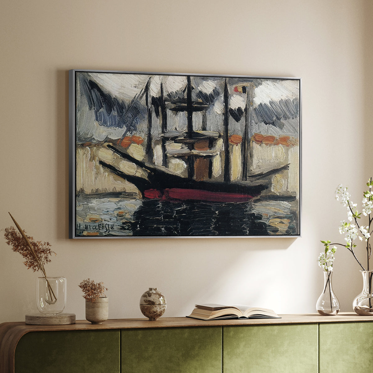Two Boats Side by Side, Port of Marseilles, c. 1916 - Floater Framed Canvas Print