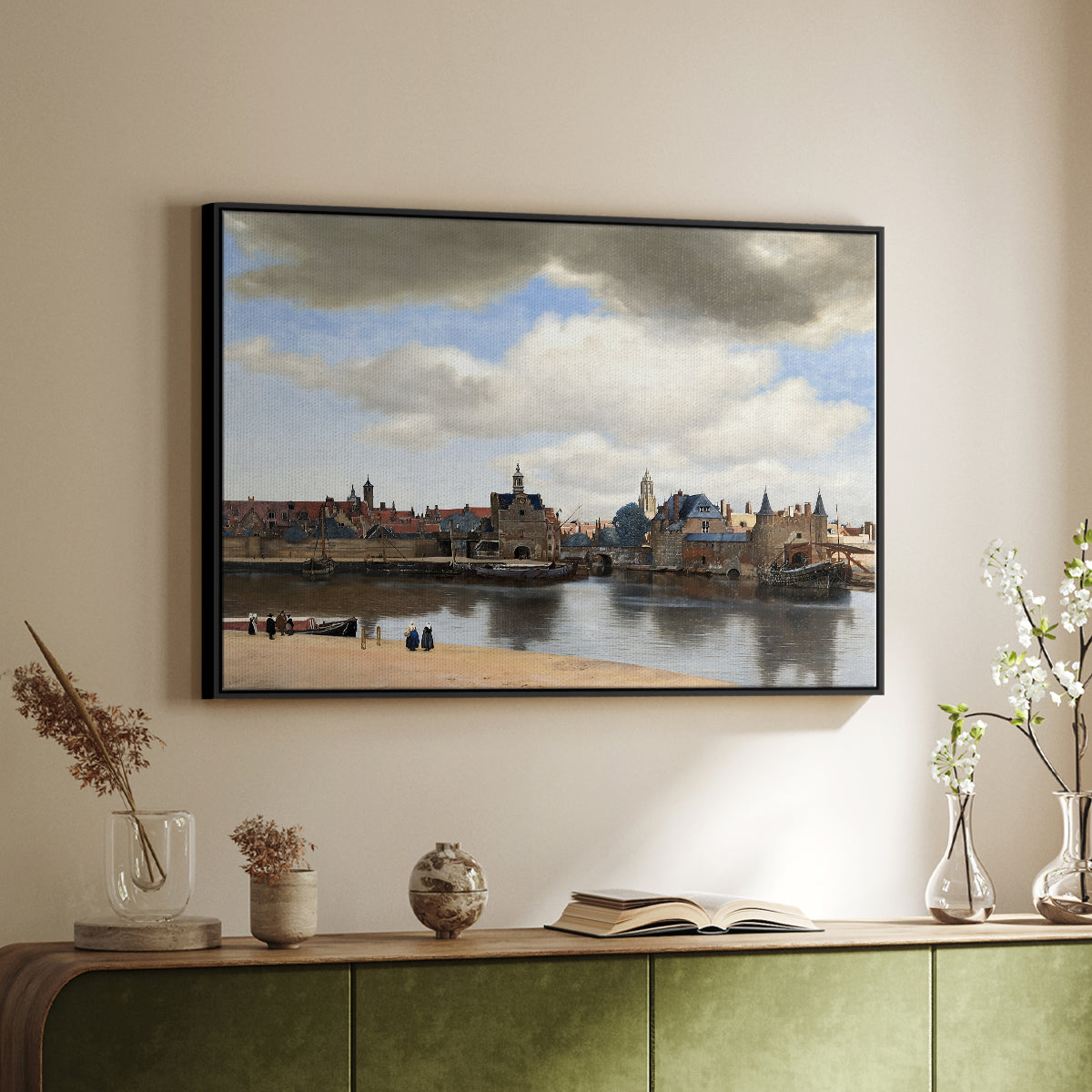 View of Delft, c. 1660-1661 - Floater Framed Canvas Print