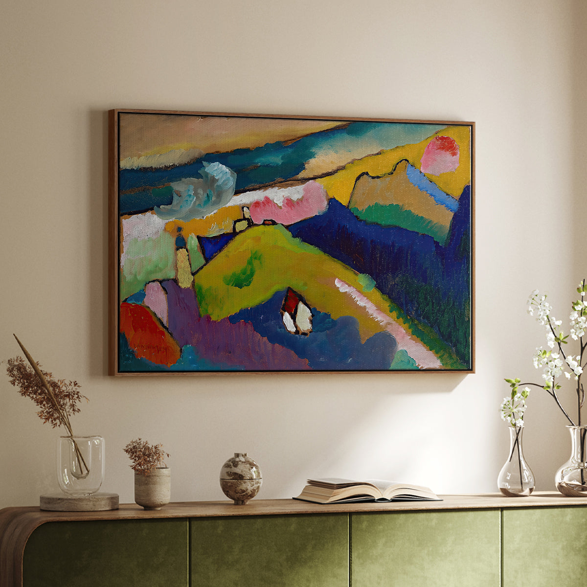 Murnau Mountain Landscape with Church, 1910 - Floater Framed Canvas Print