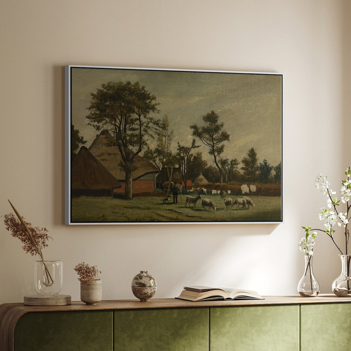 Farmhouse, c. 1865-1875 - Floater Framed Canvas Print