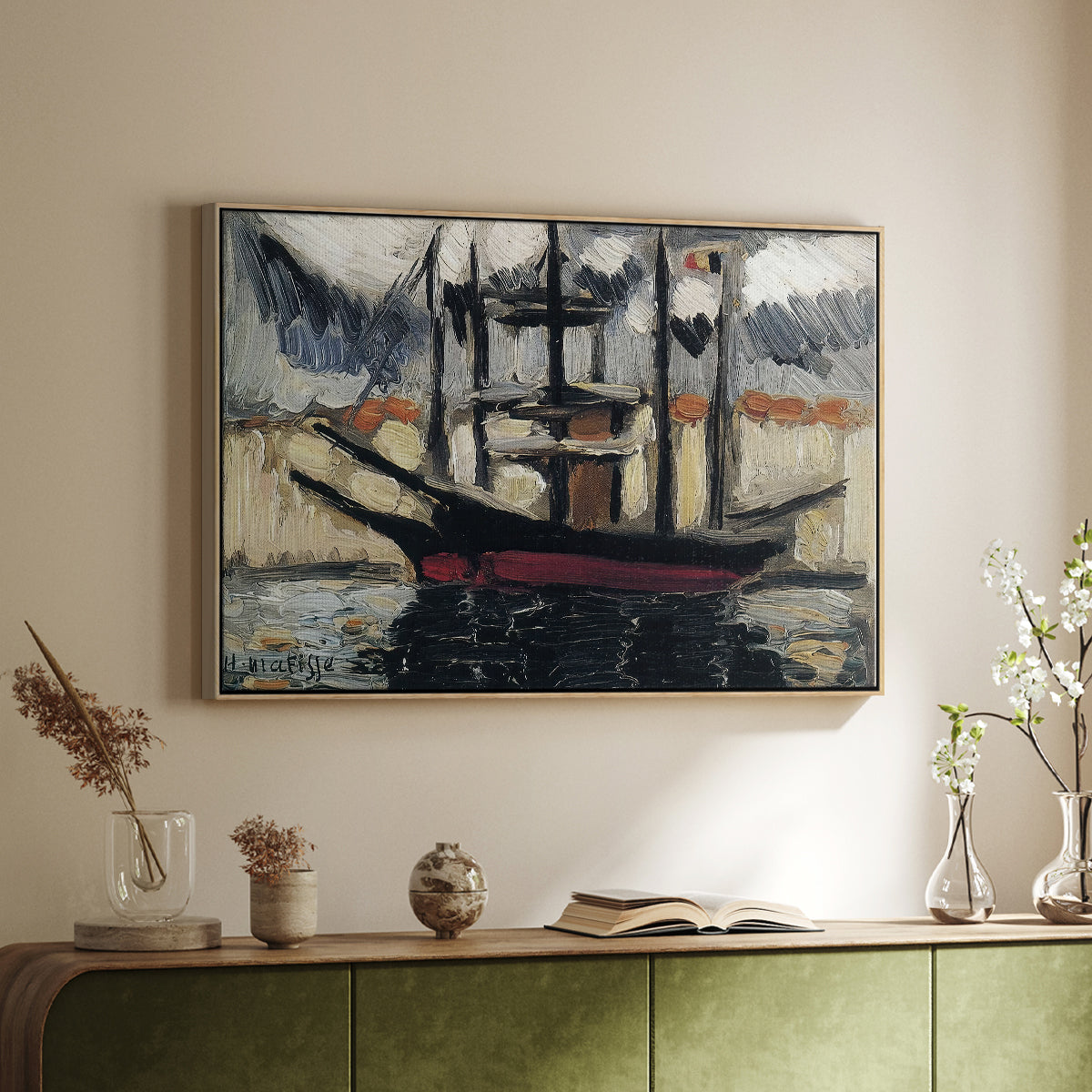 Two Boats Side by Side, Port of Marseilles, c. 1916 - Floater Framed Canvas Print
