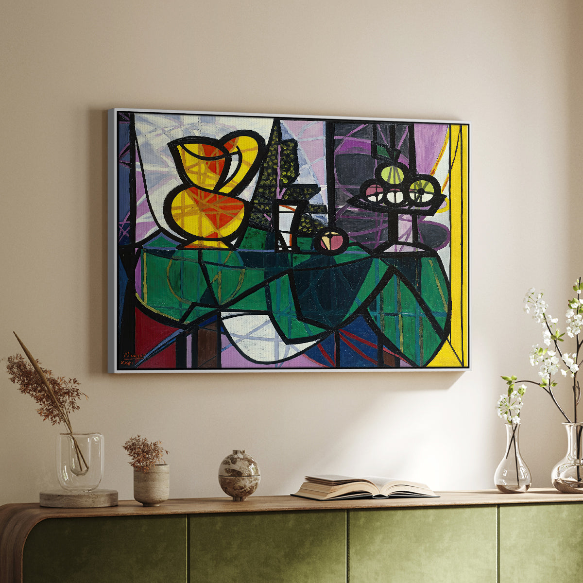 Pitcher and Bowl of Fruit, 1931 - Floater Framed Canvas Print