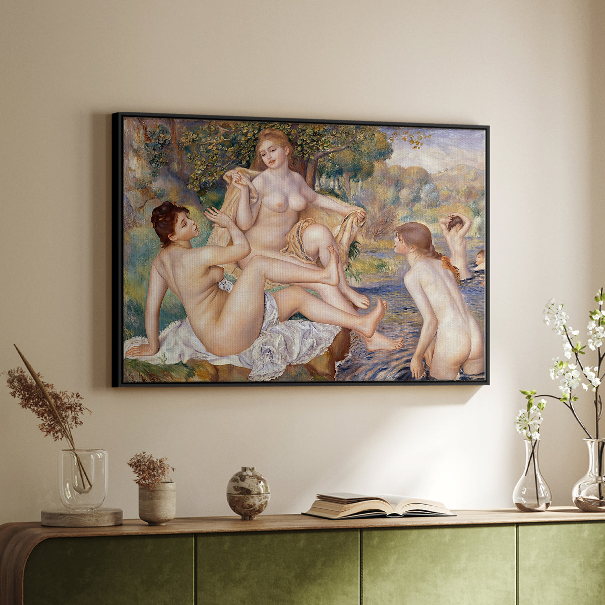 The Large Bathers, 1884-1887 - Floater Framed Canvas Print