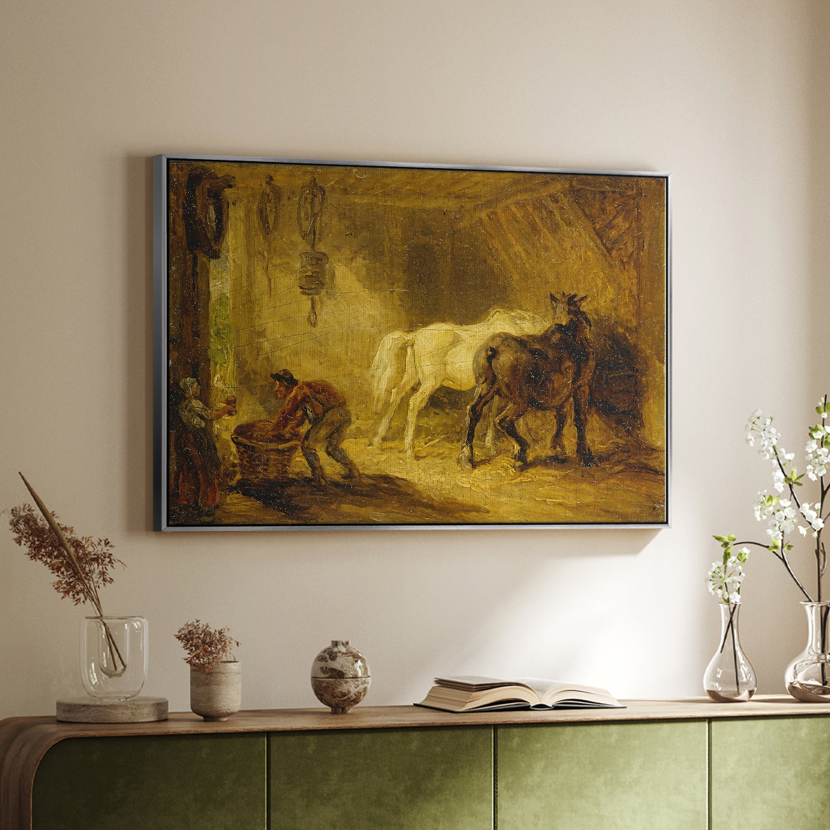Heath Ewe and Lambs, 1810 - Floater Framed Canvas Print